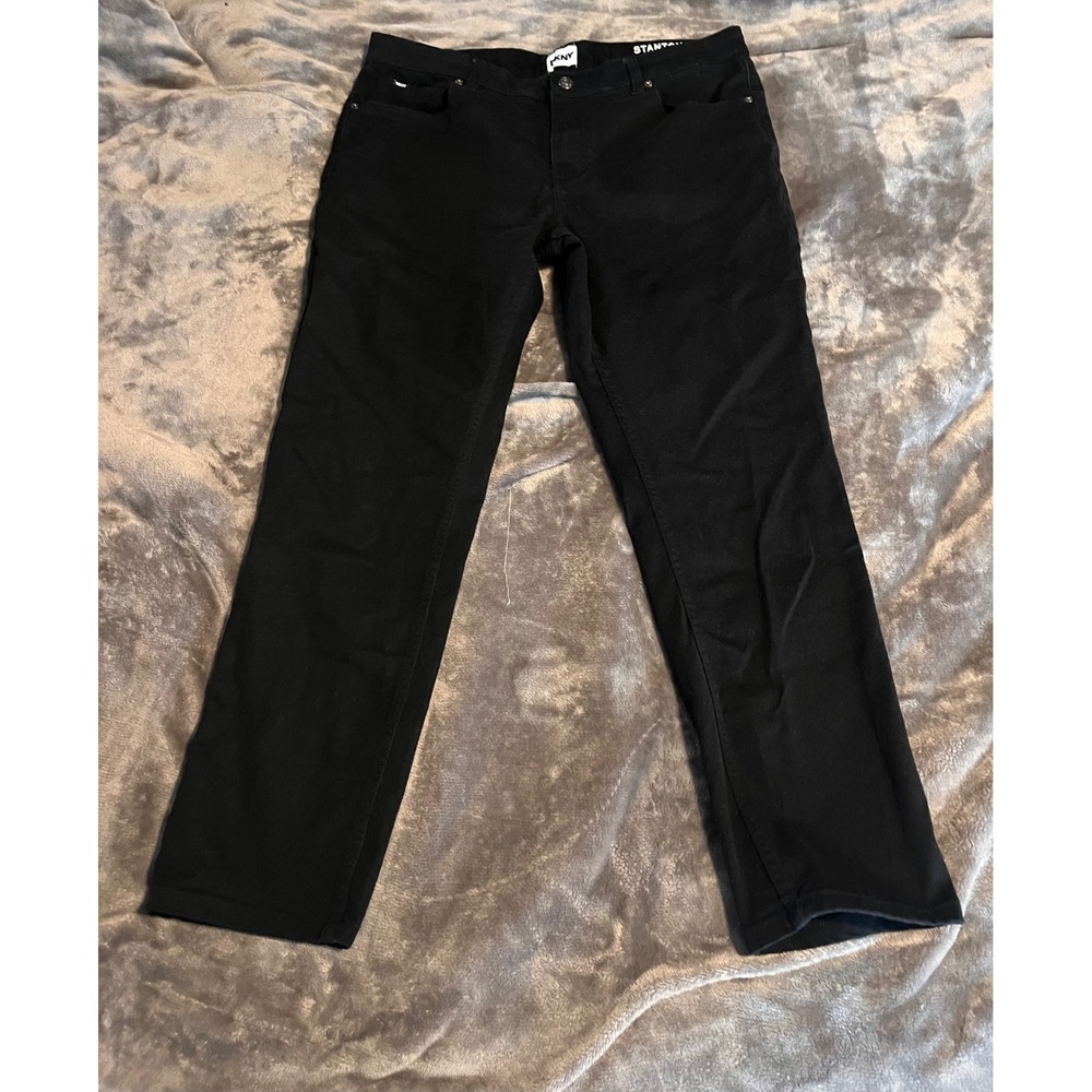 DKNY Stanton Slim Fit Pants Mens 36x32 Black Five Pocket Twill Trousers
